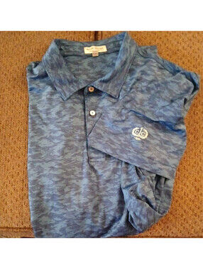 Peter Millar Summer Comfort XL Blue Camo Polo Country Club Of Jackson Embroidery